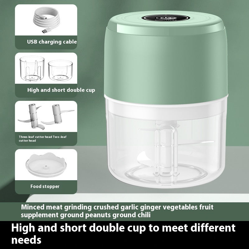Kanevo Mini Electric Garlic Chopper with high 250ml and short 100ml cups for different needs